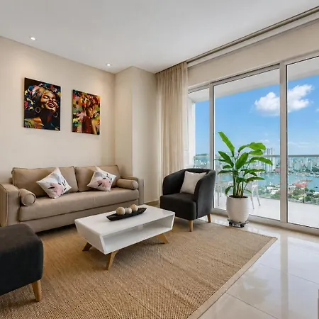 Apartamento Lujoso Apto De 1 Hab En Piso 15 Edificio H2 Cartagena